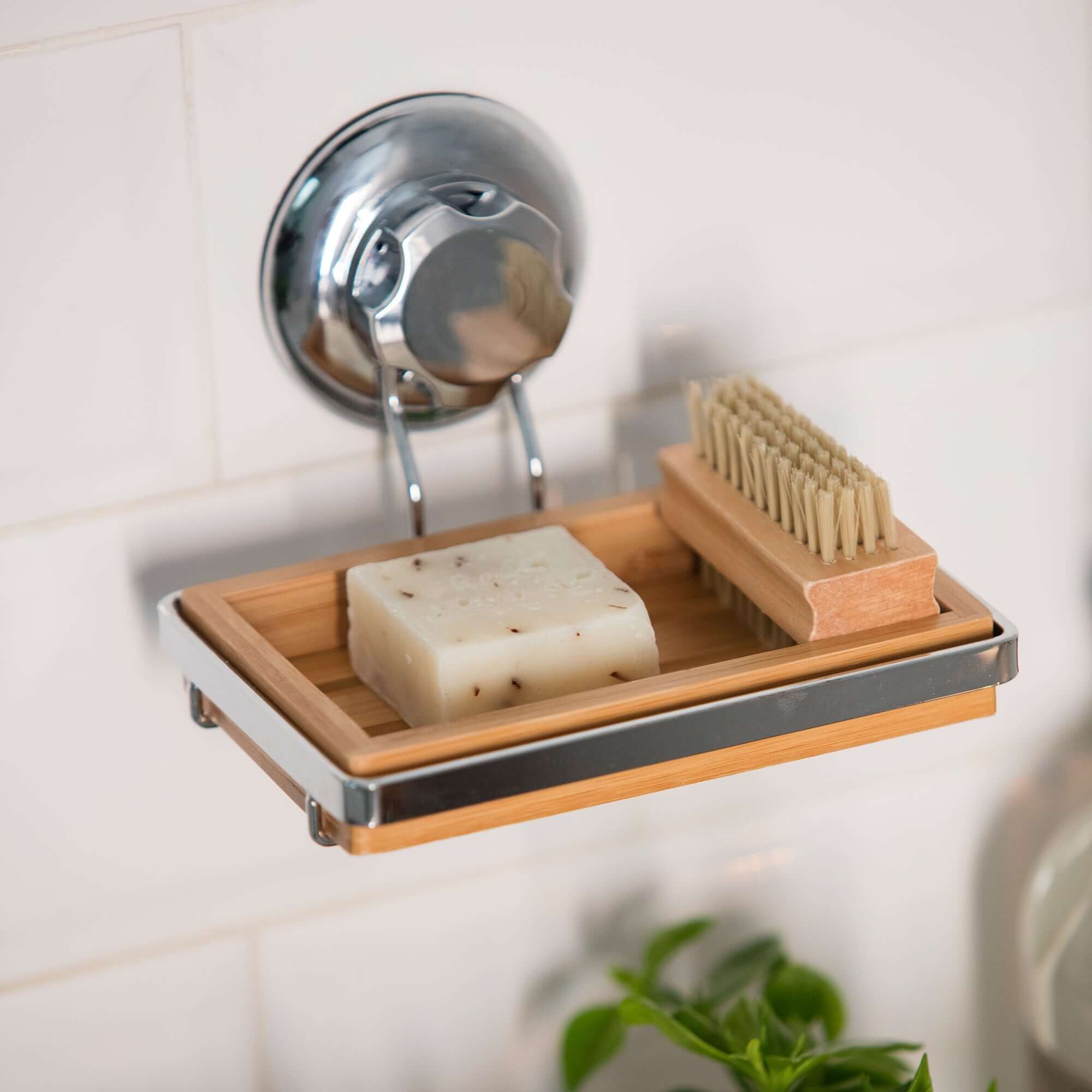 compactor-bestlock-spa-porte-savon-mural-ventouse-bambou-naturel-et-chrome image 5