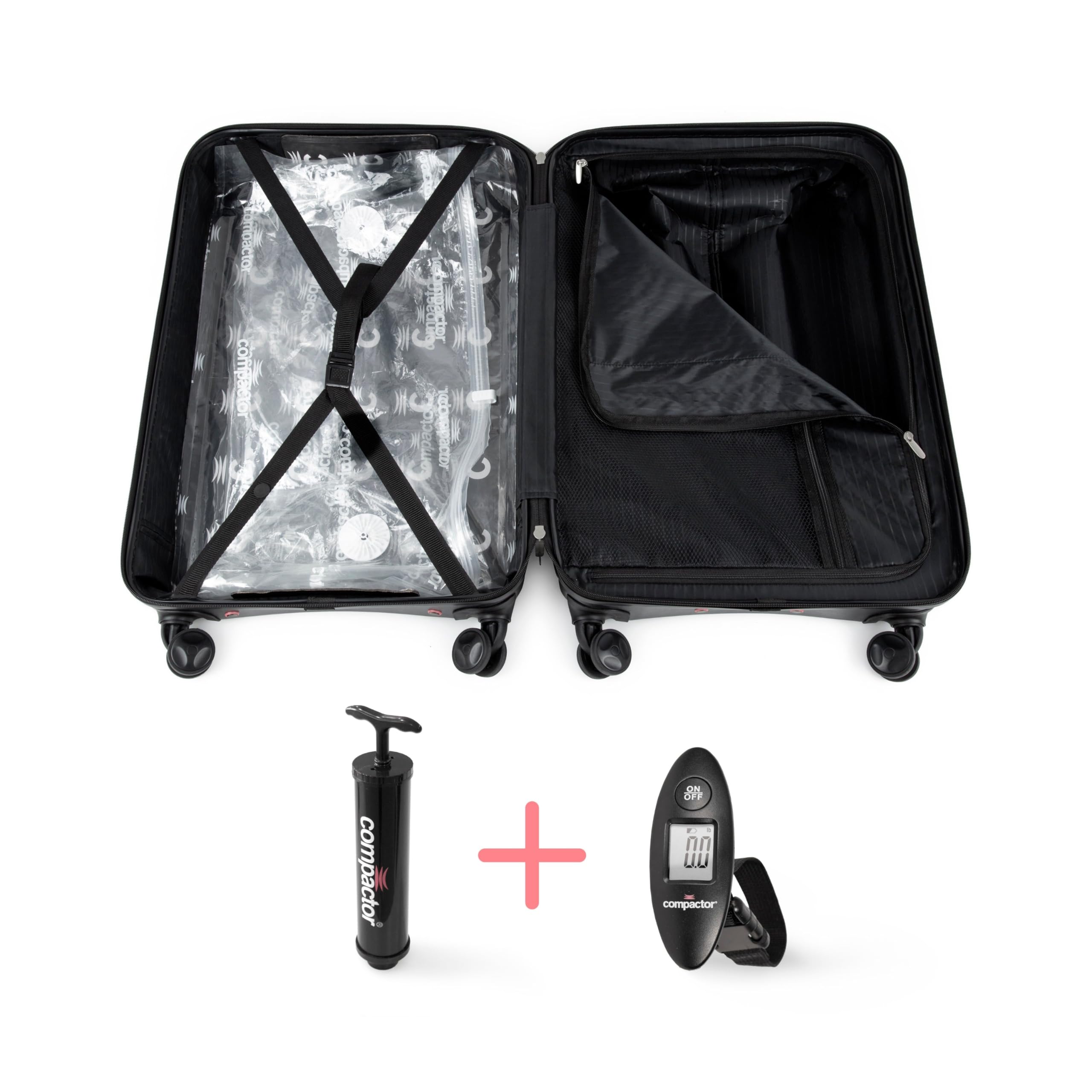 compactor-graphite-valise-hybride-l-68-cm-gris-avec-sac-compression-pompe-et-bal image 4