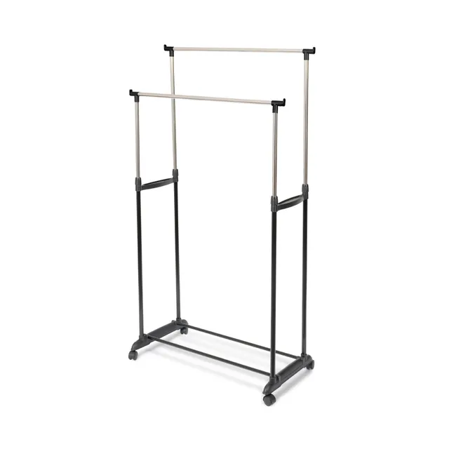 compactor-zeph-portant-v-tements-double-sur-roulettes-noir-et-chrome image 1