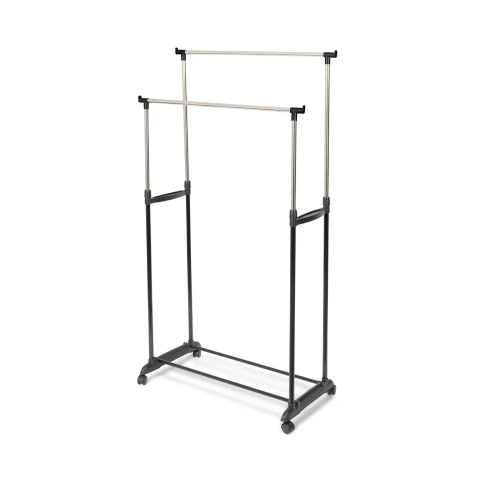 compactor-zeph-portant-v-tements-double-sur-roulettes-noir-et-chrome image 1
