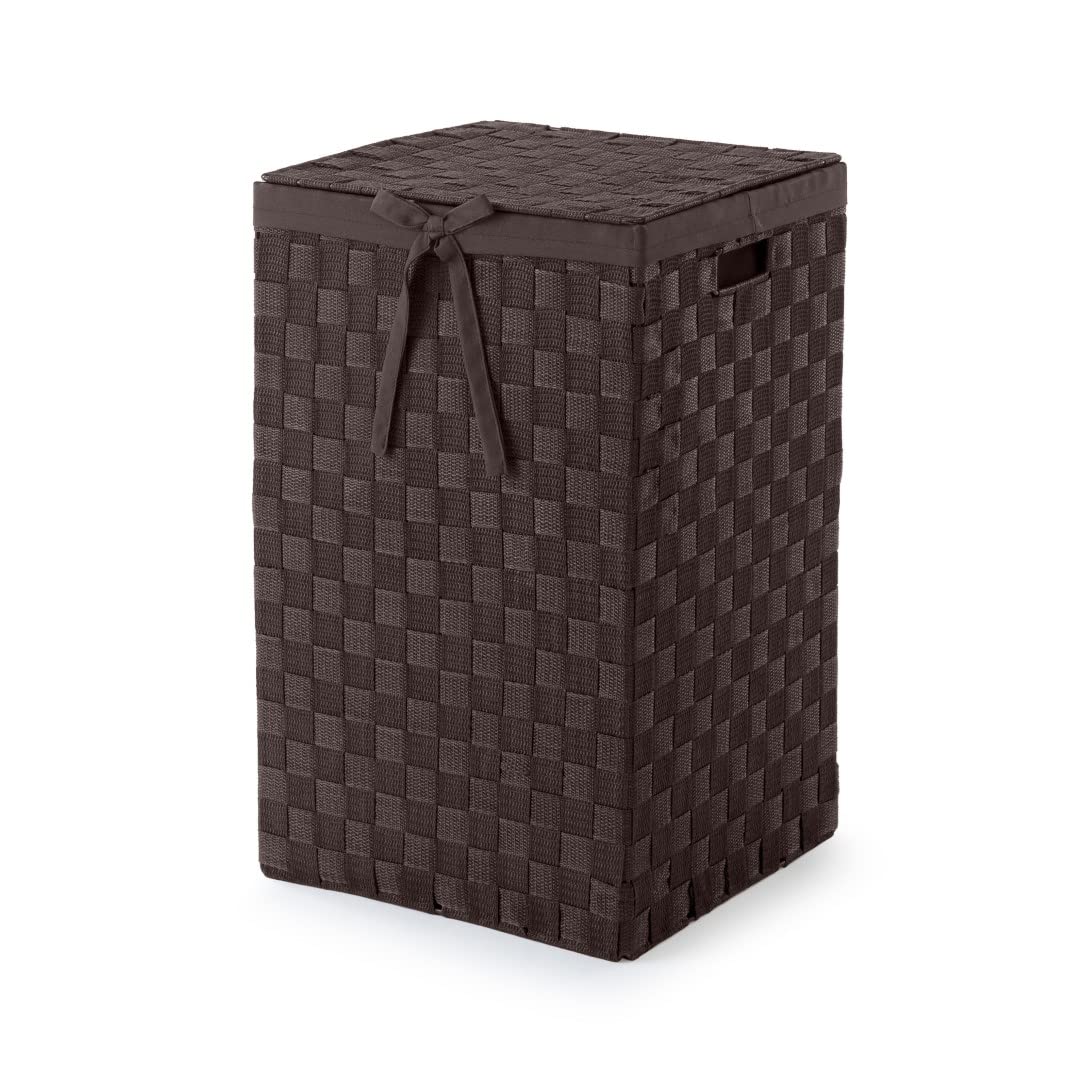 compactor-stan-panier-linge-carr-avec-couvercle-marron-30x30x50-cm image 1