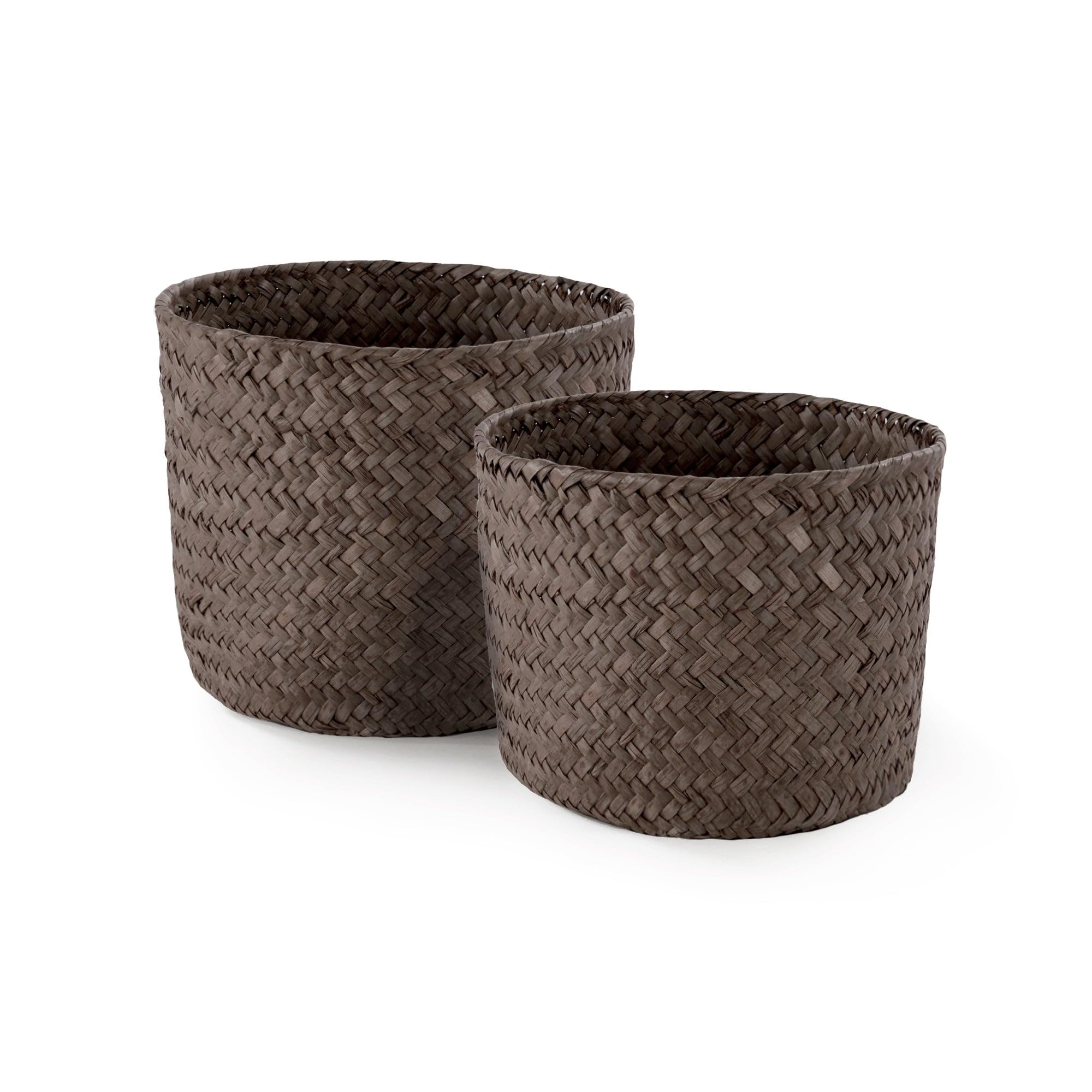 rangement-cie-mika-lot-de-2-paniers-ronds-jonc-tress-brun-fum image 1