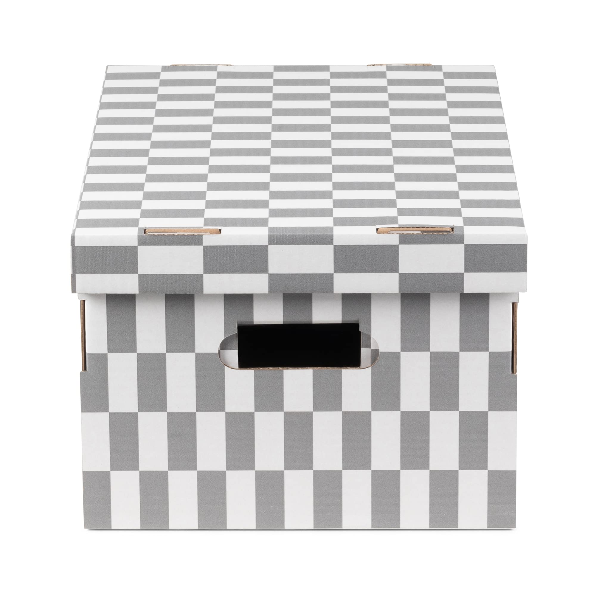 compactor-lot-de-2-bo-tes-de-rangement-carton-check-gris-40x31x21cm image 5