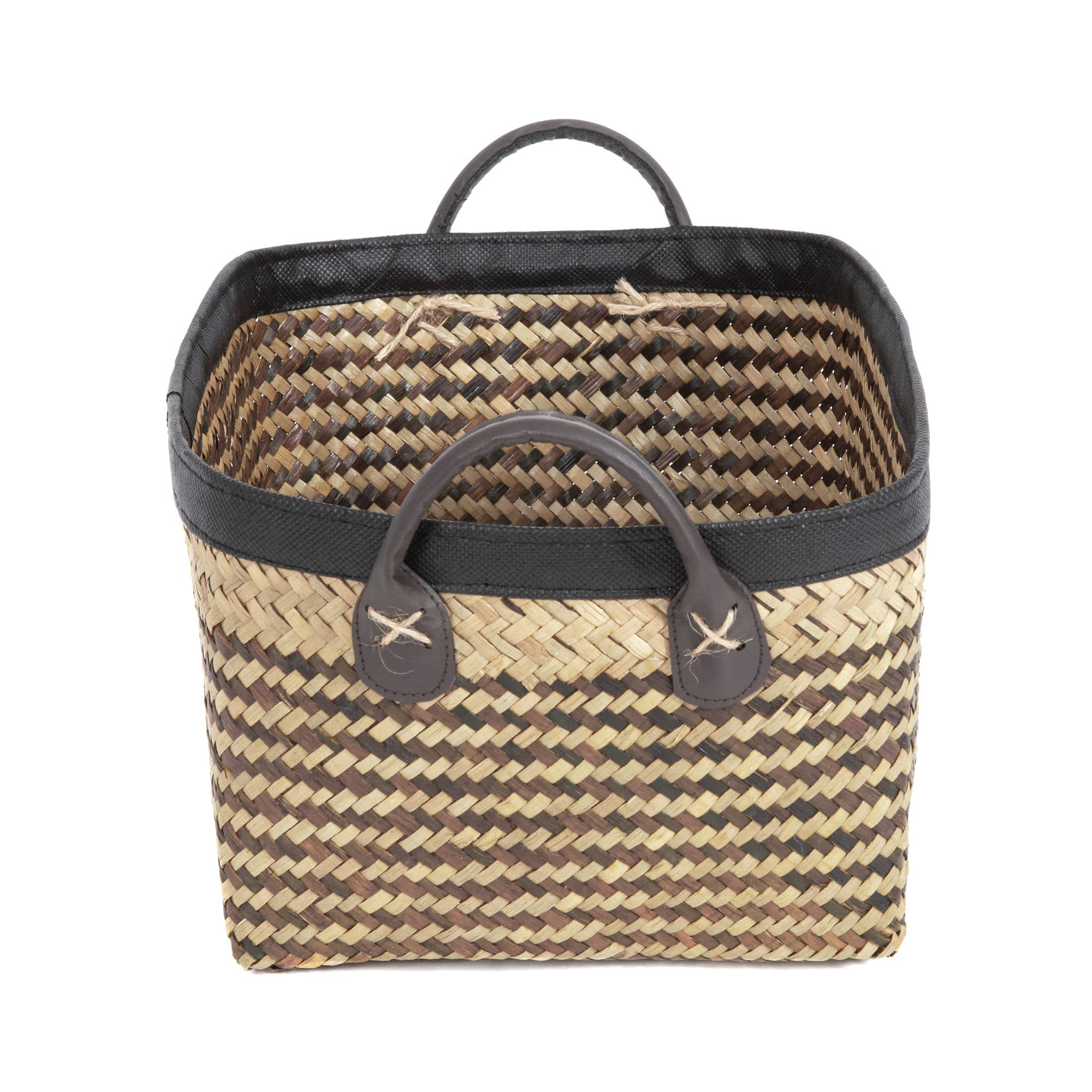 compactor-padang-ran6540-petit-panier-jonc-tress-brun-et-noir-28-x-23-x-15-5-cm image 3