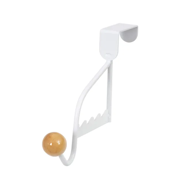 compactor-sigma-crochet-simple-de-porte-acier-blanc-boule-bois-naturel image 1