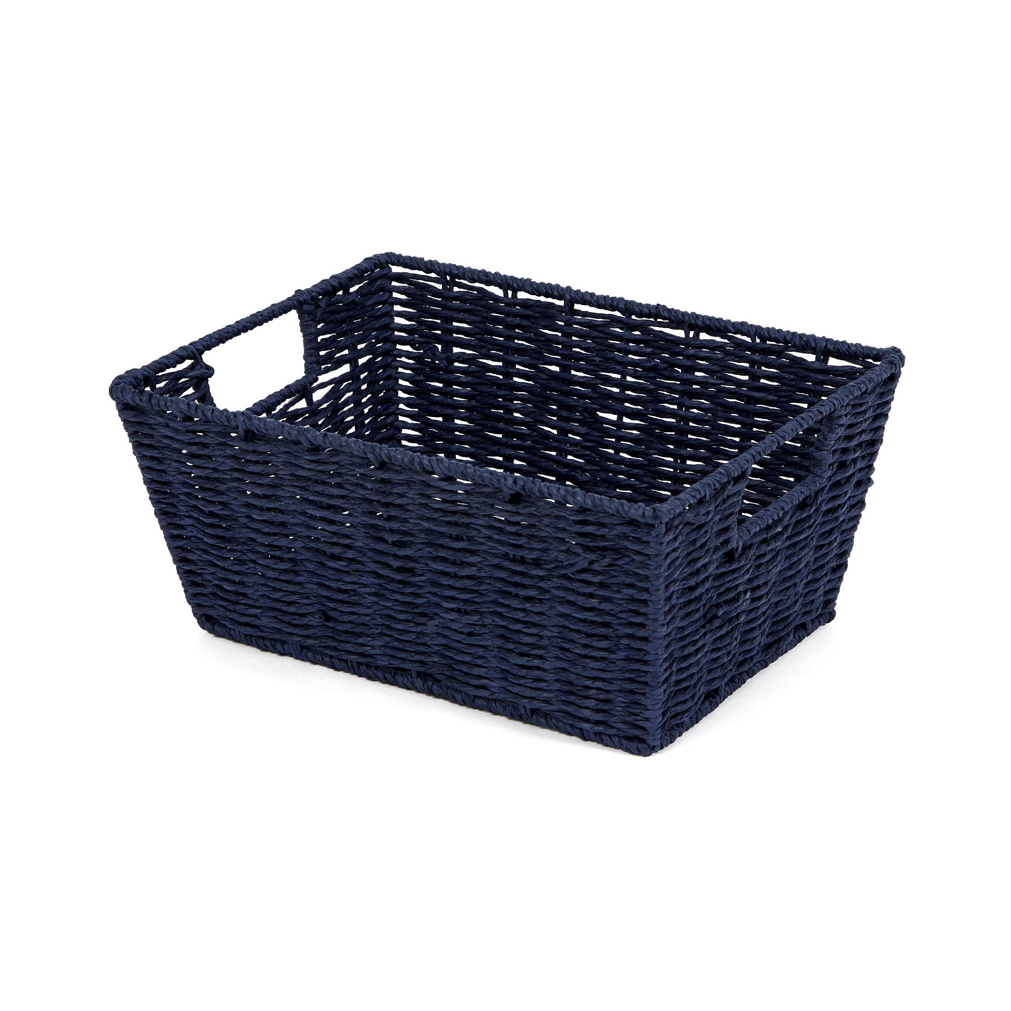 compactor-panier-de-rangement-rectangulaire-papier-tress-bleu-marine-31x24xh14-c image 1