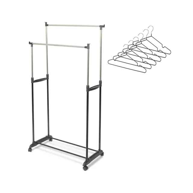 compactor-double-portant-v-tements-6-cintres-noir image 1