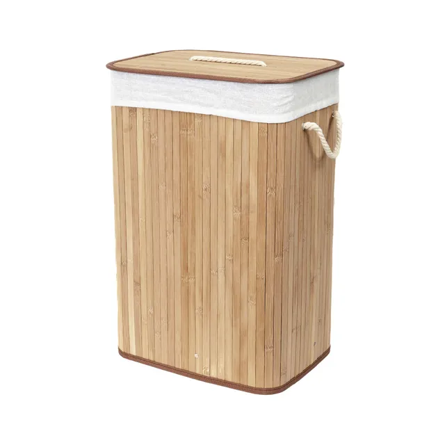 compactor-panier-linge-en-bambou-40x30xh60-cm-avec-sac-amovible image 1