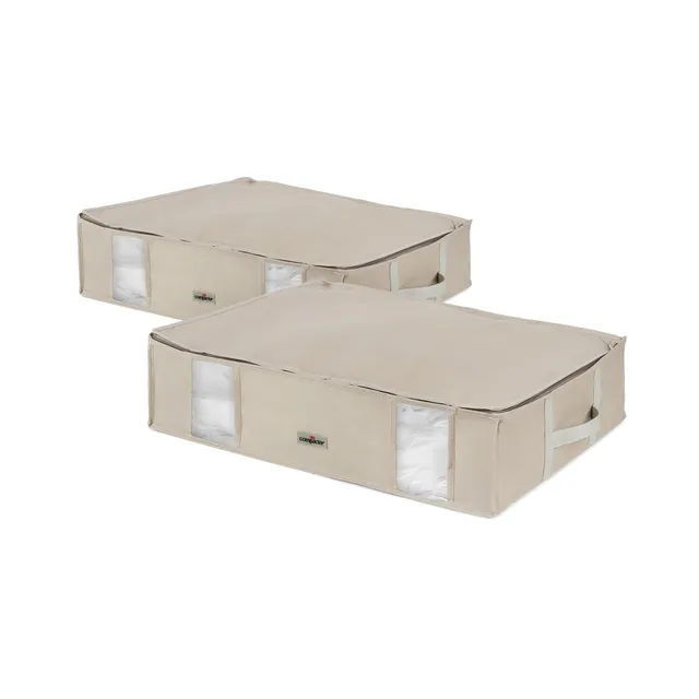 compactor-dune-l-lot-de-2-bo-tes-de-rangement-sous-vide-beige image 1