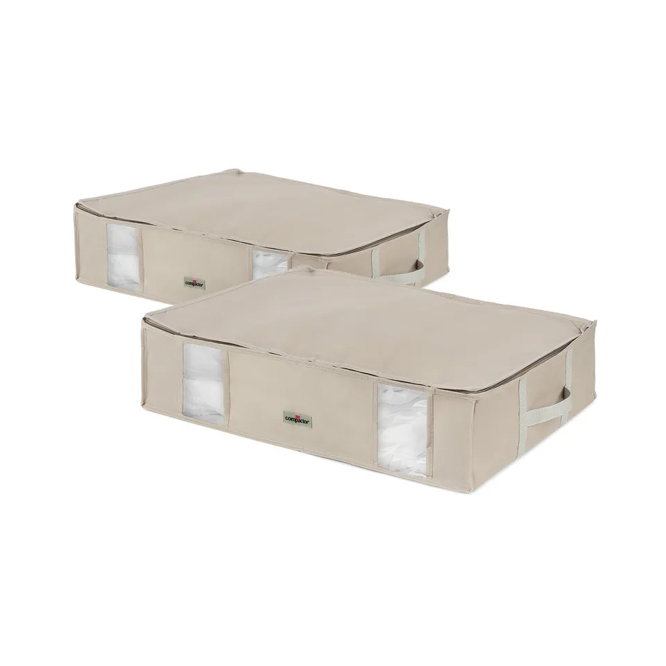 compactor-dune-l-lot-de-2-bo-tes-de-rangement-sous-vide-beige image 1