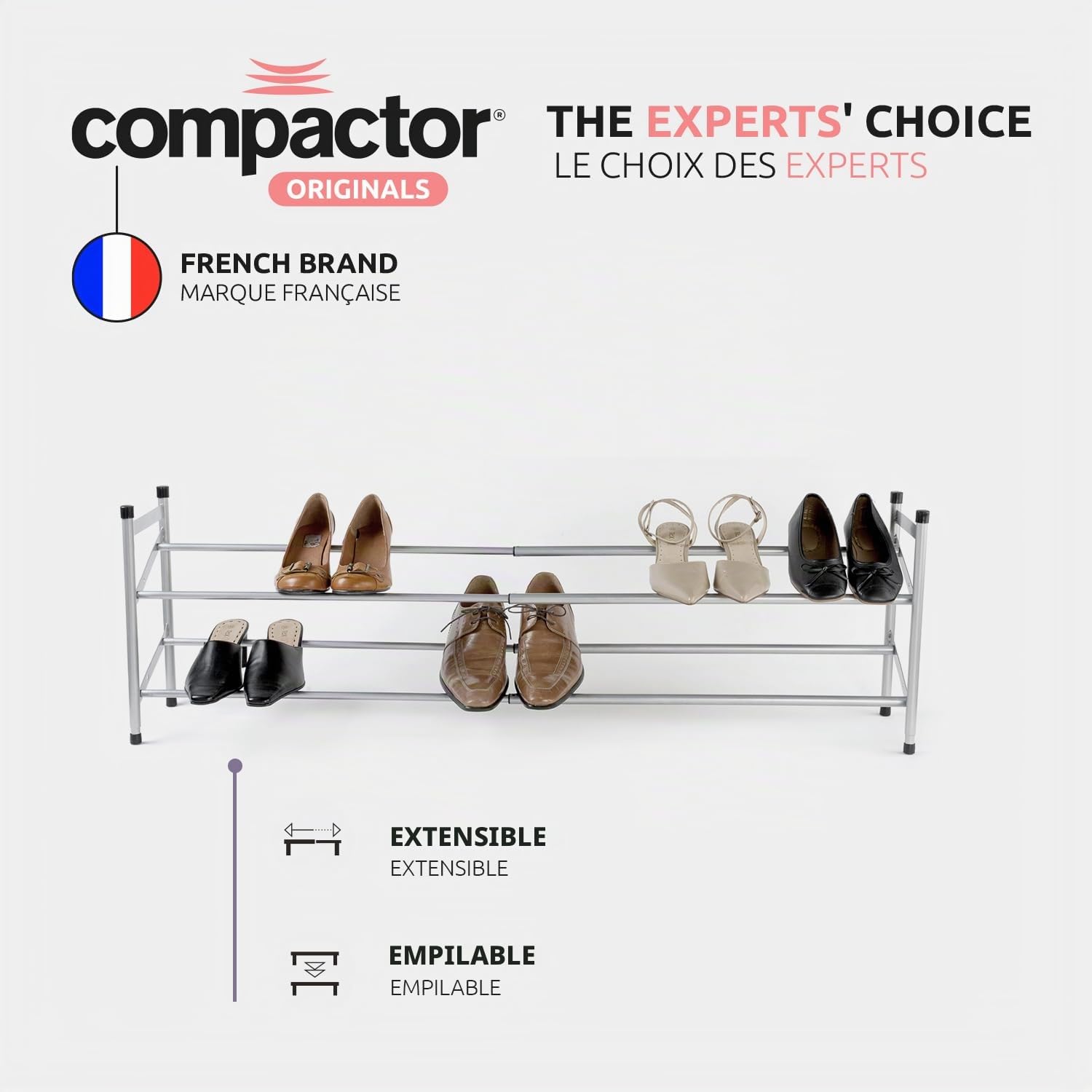 compactor-stilito-range-chaussures-extensible-2-niveaux-4-12-paires-62-117-cm image 6
