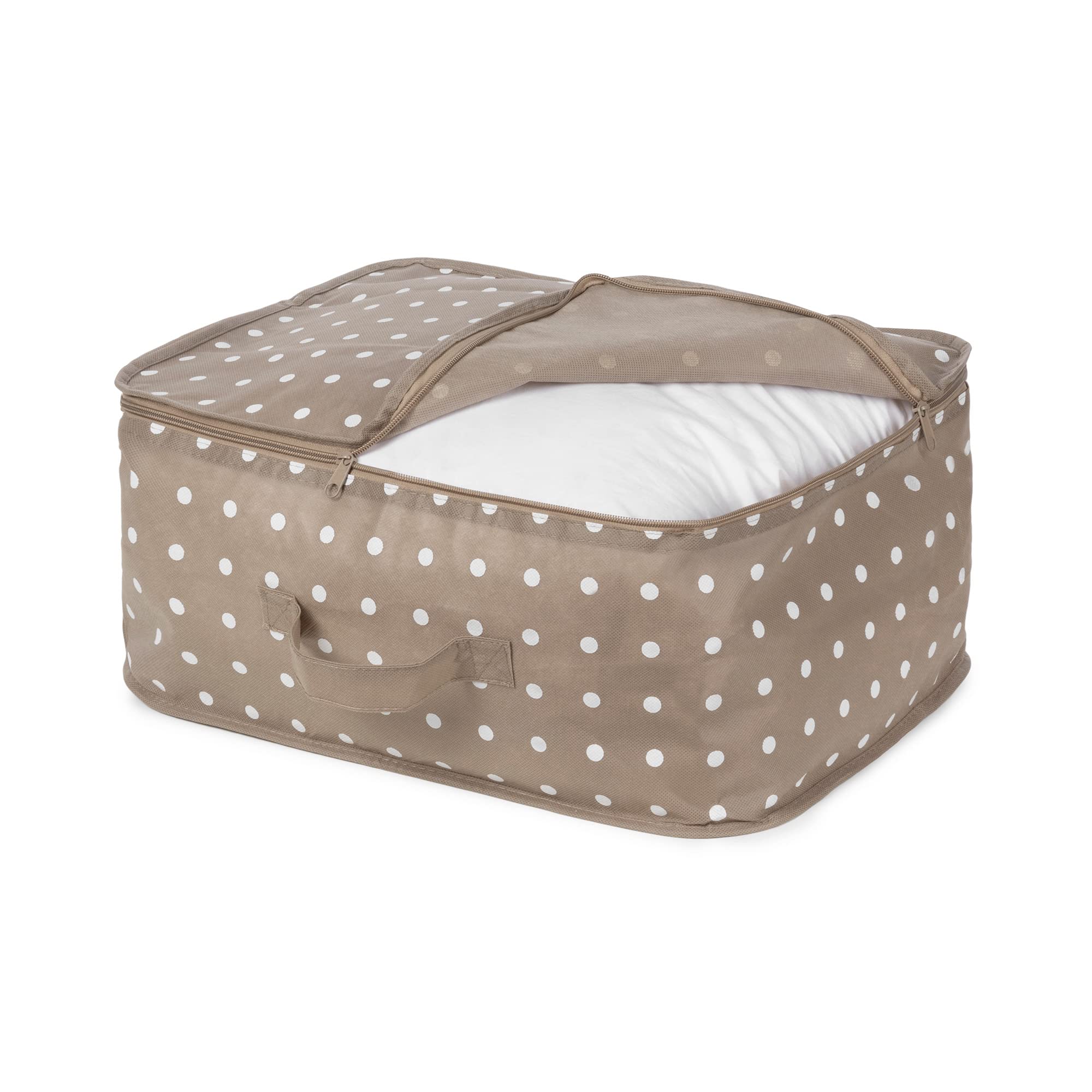 compactor-rivoli-housse-de-rangement-zipp-e-marron-pois-34x45xh-20-cm image 3