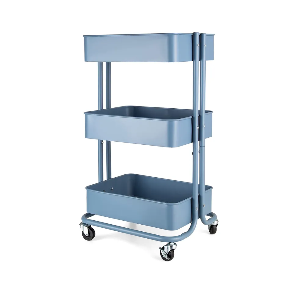 compactor-grena-chariot-de-rangement-salle-de-bain-3-tag-res-roulettes-bleu image 1