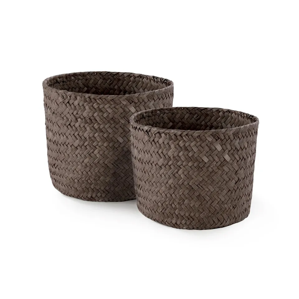 rangement-cie-mika-lot-de-2-paniers-ronds-jonc-tress-brun-fum image 1