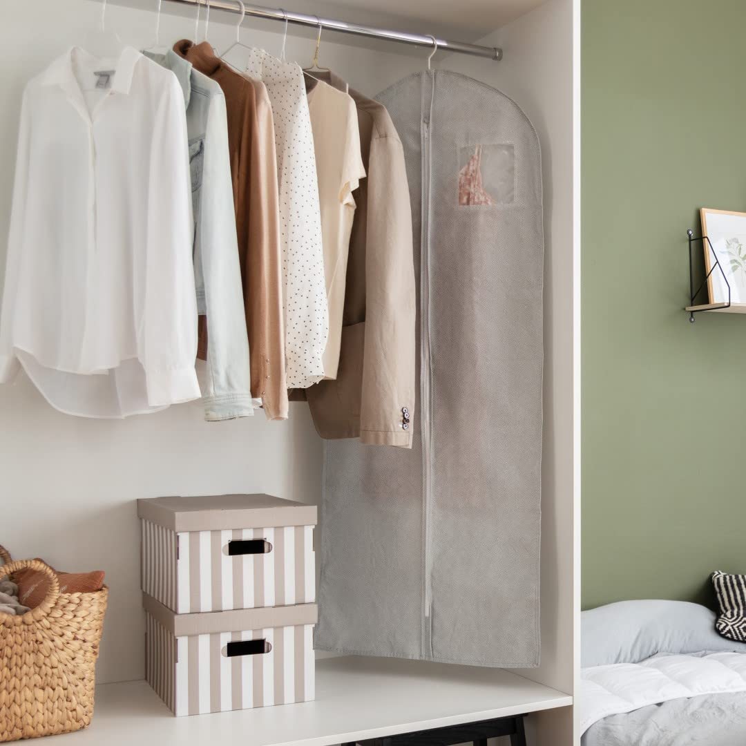 compactor-boston-ran10163-housse-v-tements-longue-gris-blanc-60x137-cm image 2