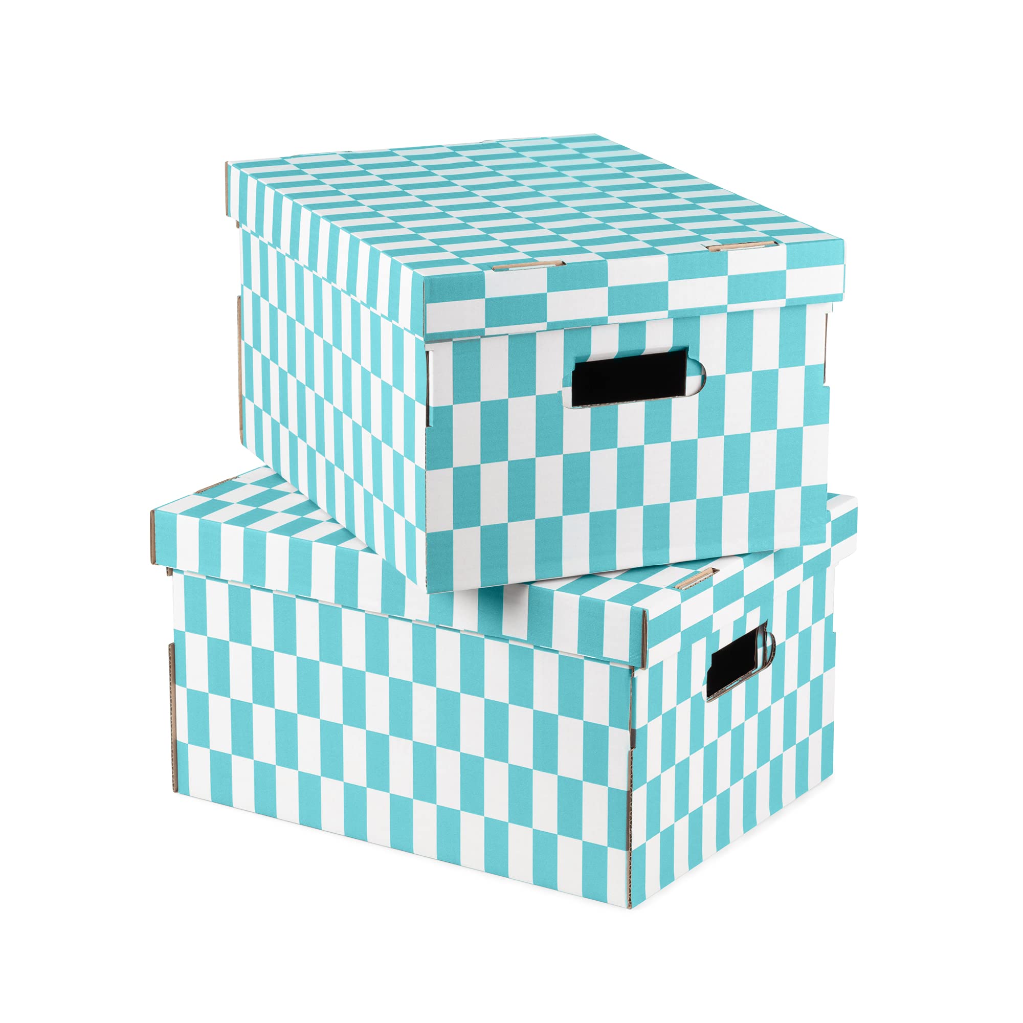 compactor-lot-de-2-bo-tes-de-rangement-carton-check-gris-40x31x21cm image 8