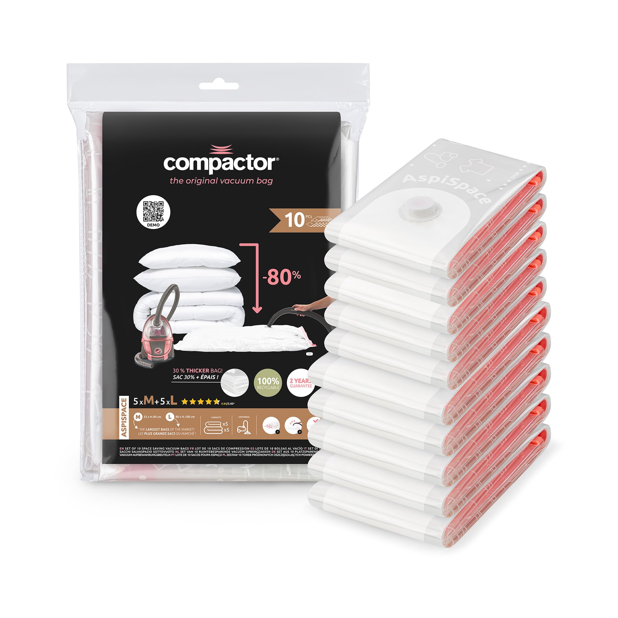 compactor-lot-10-sacs-rangement-sous-vide-m-90x55-l-100x80-cm image 1