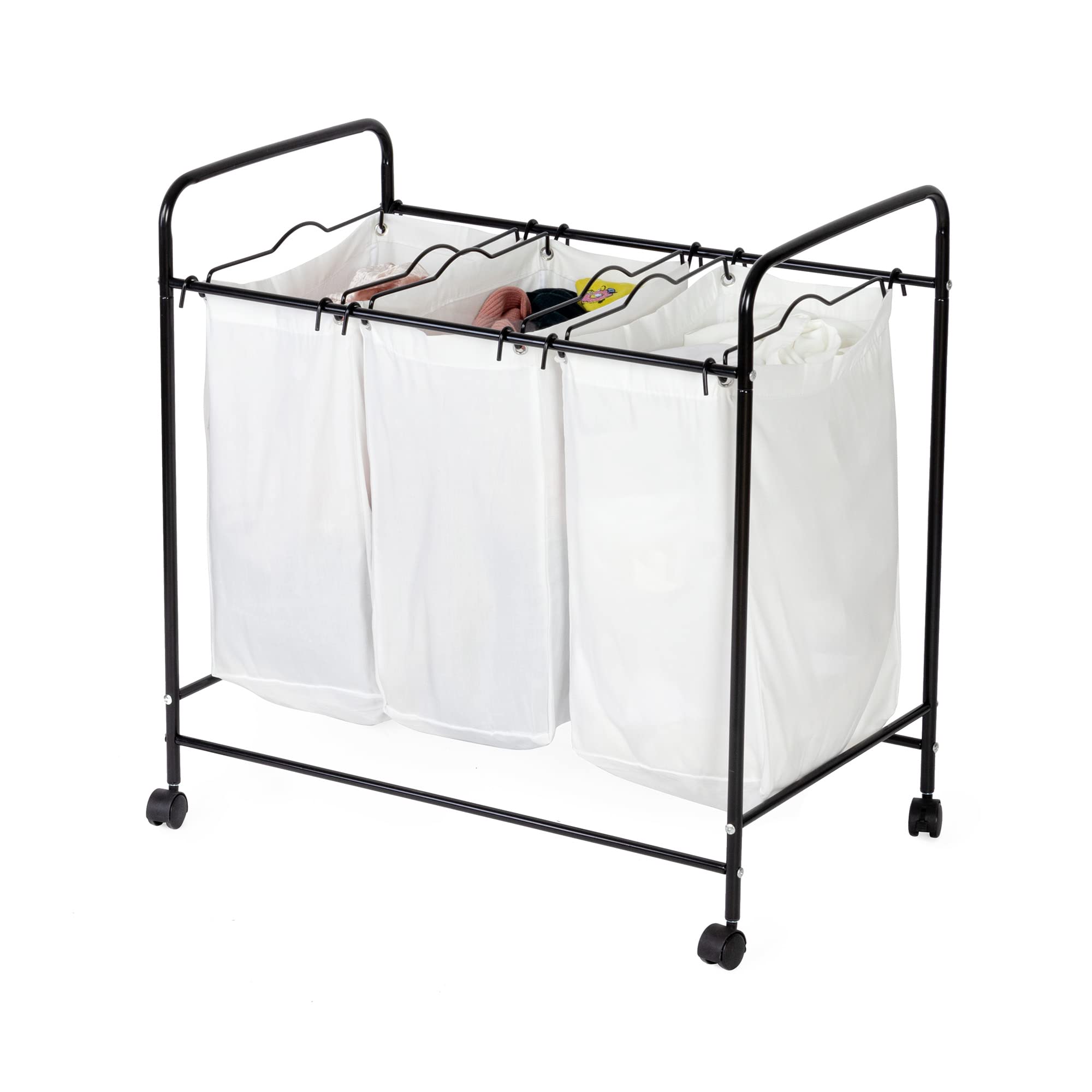 compactor-joe-panier-linge-triple-roulettes-blanc-et-noir image 2