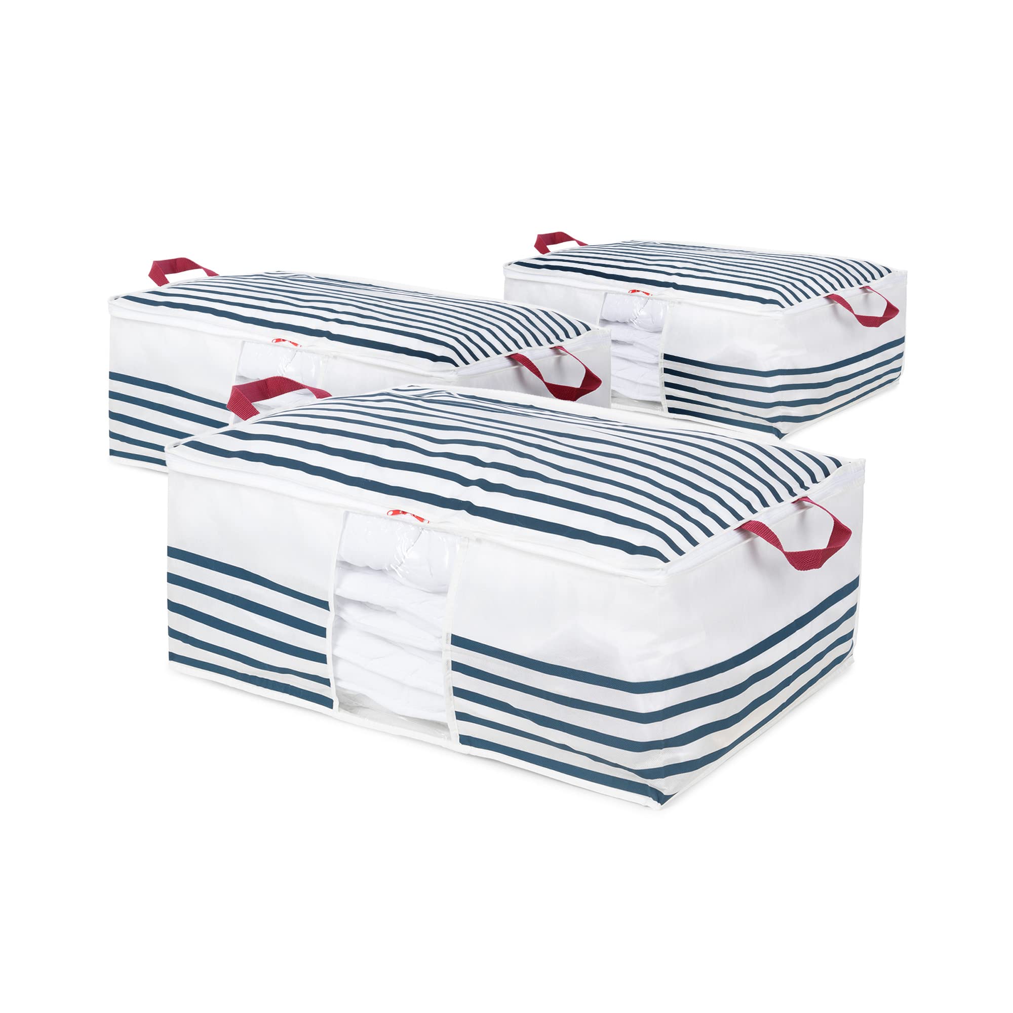 compactor-marini-re-lot-de-3-housses-de-rangement-couette-bleu-65x50xh27-cm image 1