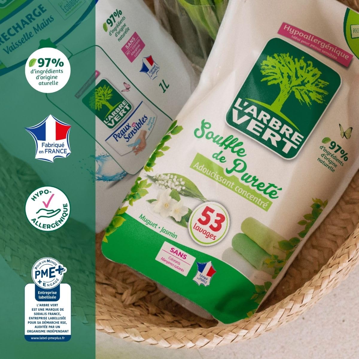 l-arbre-vert-recharge-adoucissant-souffle-de-puret-2x800ml-53-lavages image 2