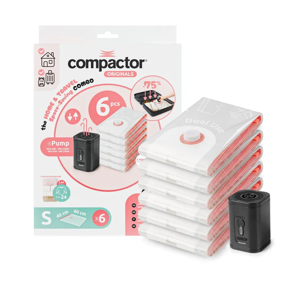 compactor-voyage-lot-de-6-sacs-sous-vide-s-40-x-60-cm-pompe-lectrique image 1