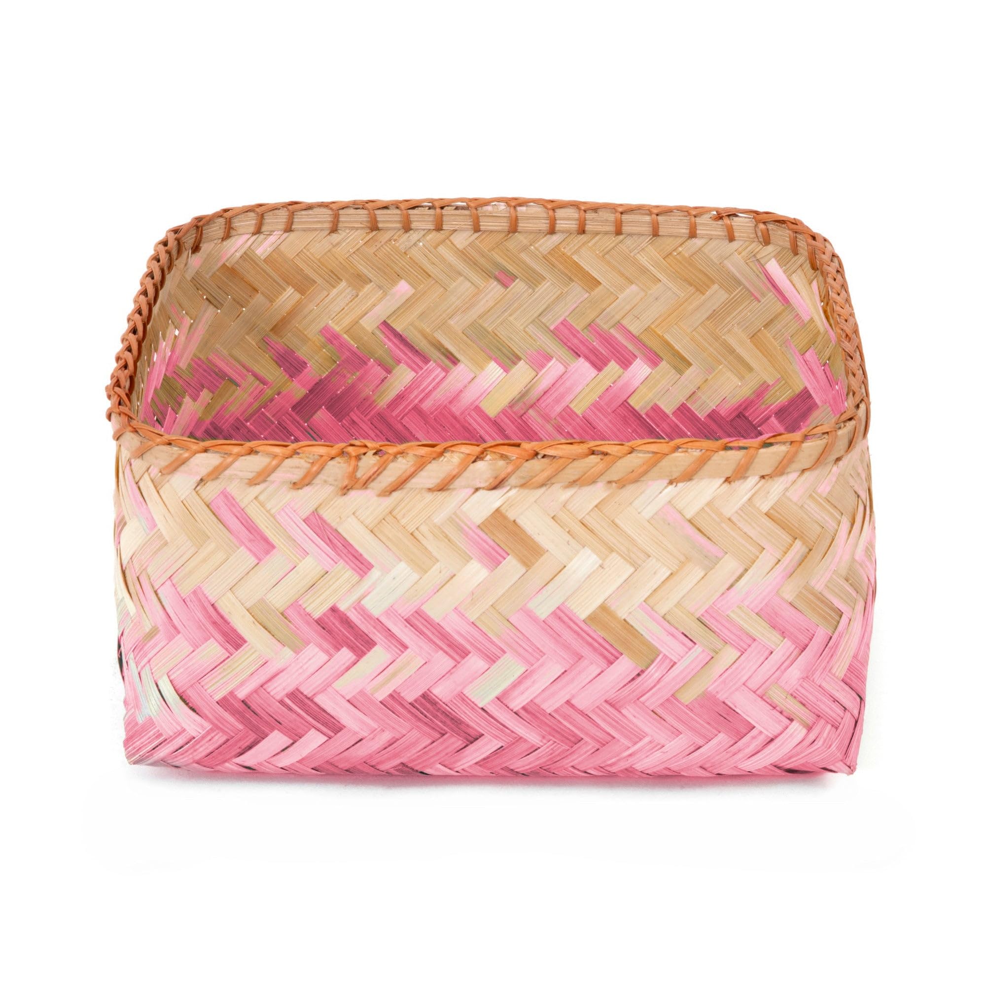compactor-noumea-panier-de-rangement-bambou-rose-taille-l-30-x-23-x-h15-cm image 2