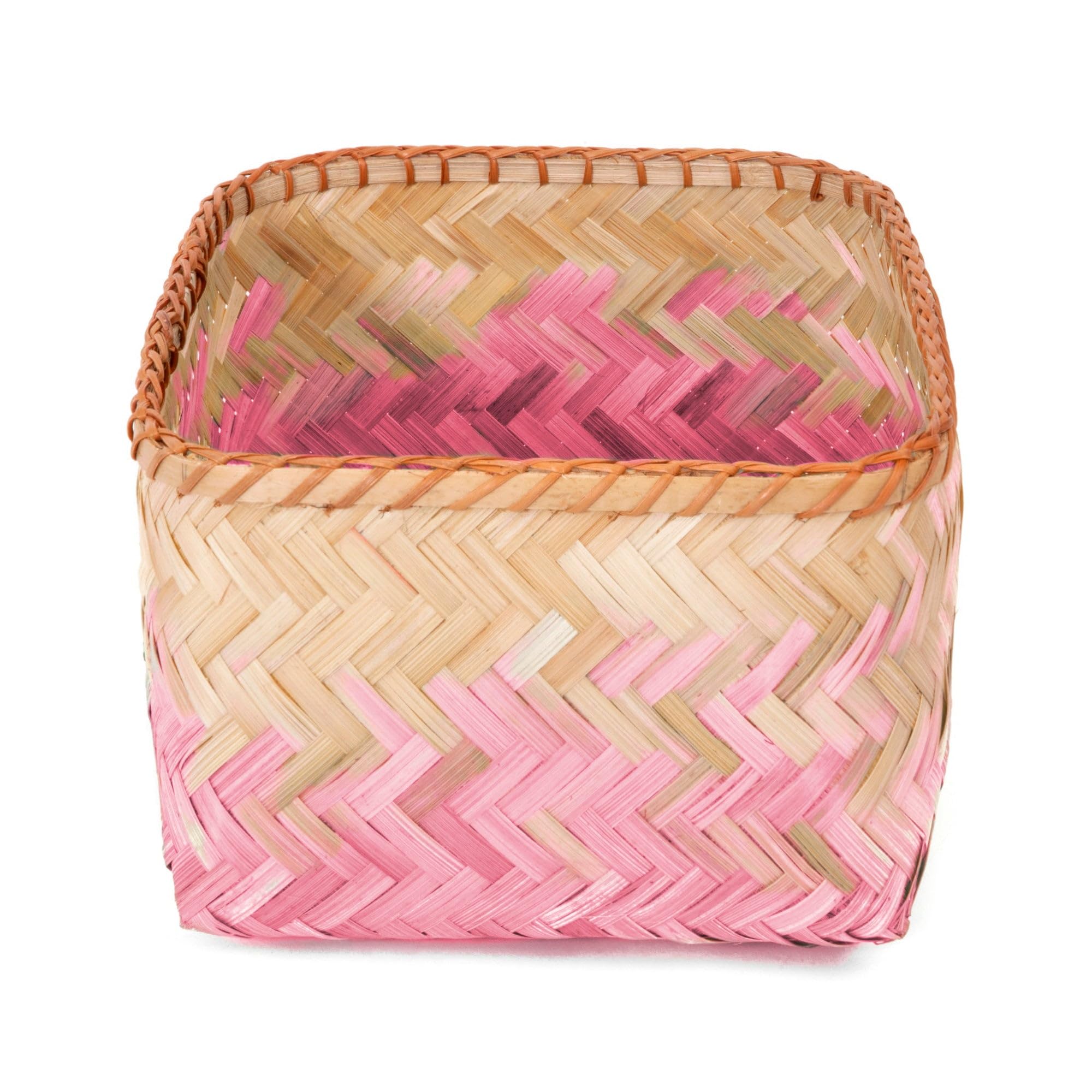 compactor-noumea-panier-de-rangement-bambou-rose-taille-l-30-x-23-x-h15-cm image 3