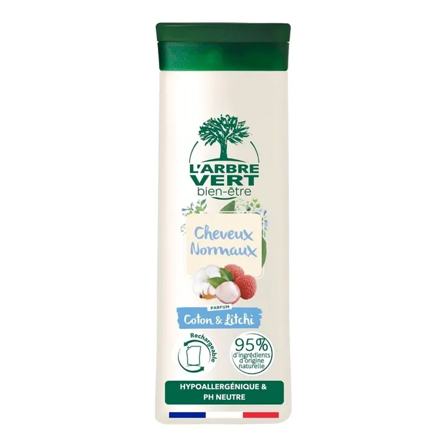 l-arbre-vert-bien-tre-shampooing-cheveux-normaux-coton-et-litchi-250ml image 1