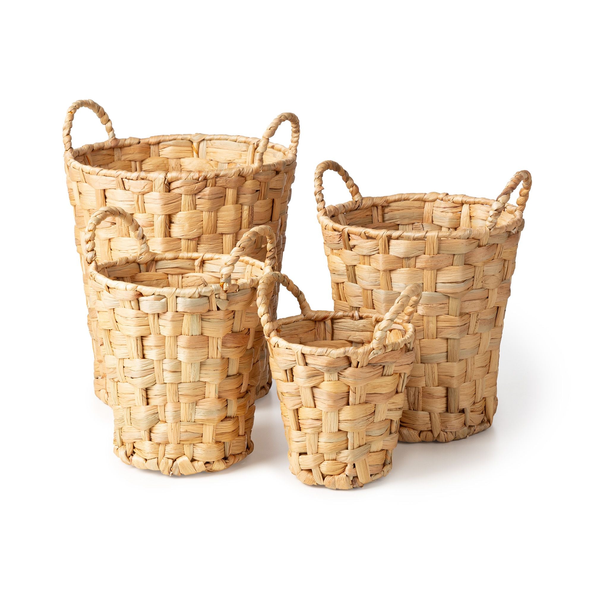 compactor-lot-4-paniers-rangement-jacinthe-d-eau-naturelle-armature-m-tal image 2
