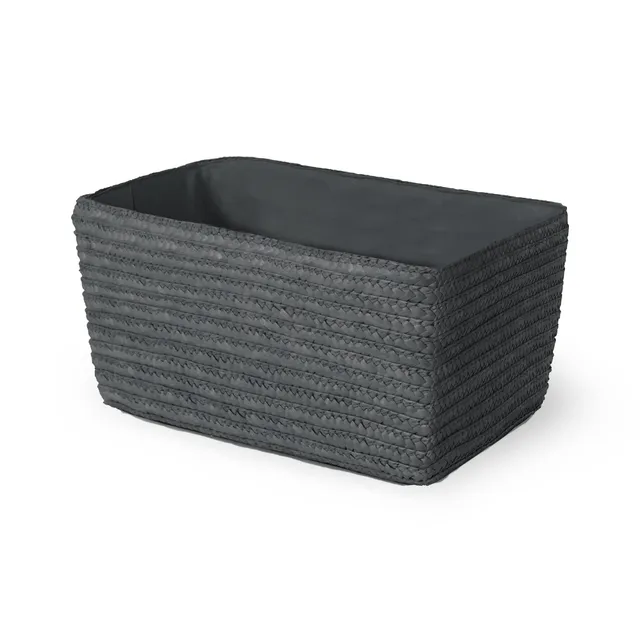 compactor-home-hawa-panier-rectangulaire-feuilles-de-paille-gris-32-x-22-x-14-cm image 1