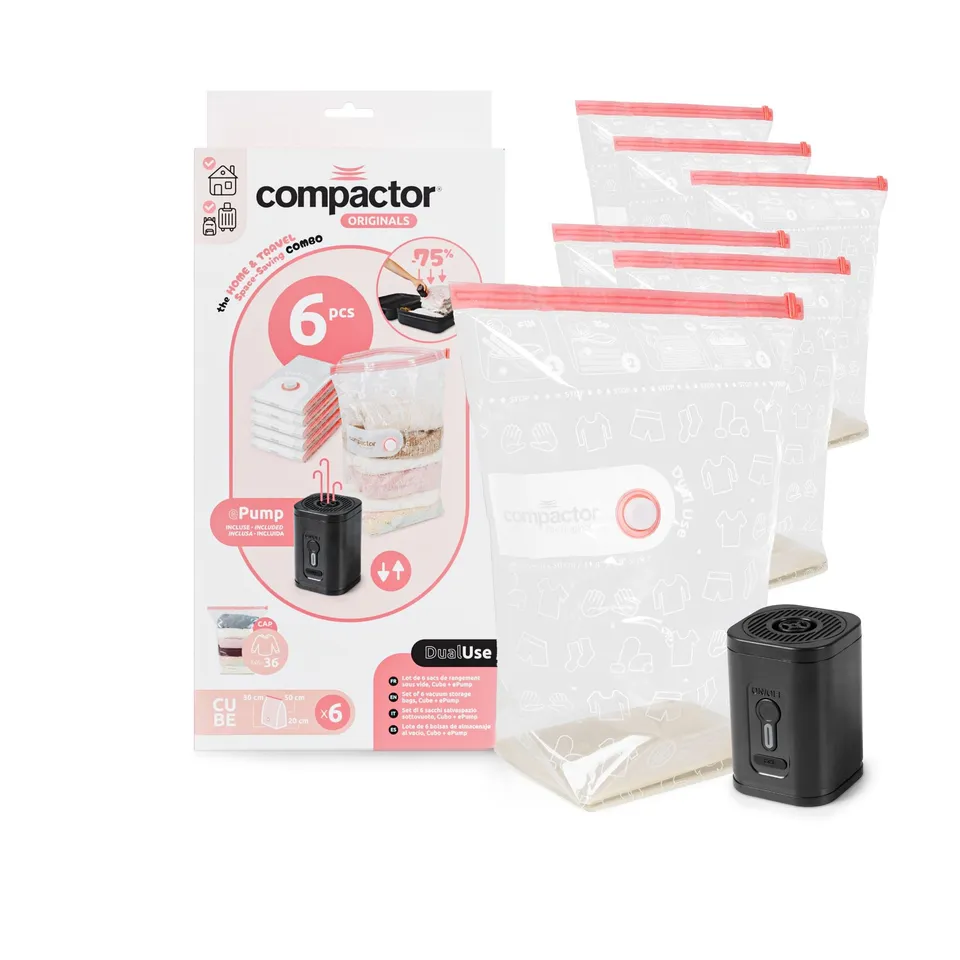 compactor-lot-6-cubes-rangement-sous-vide-voyage-pompe-lectrique image 1