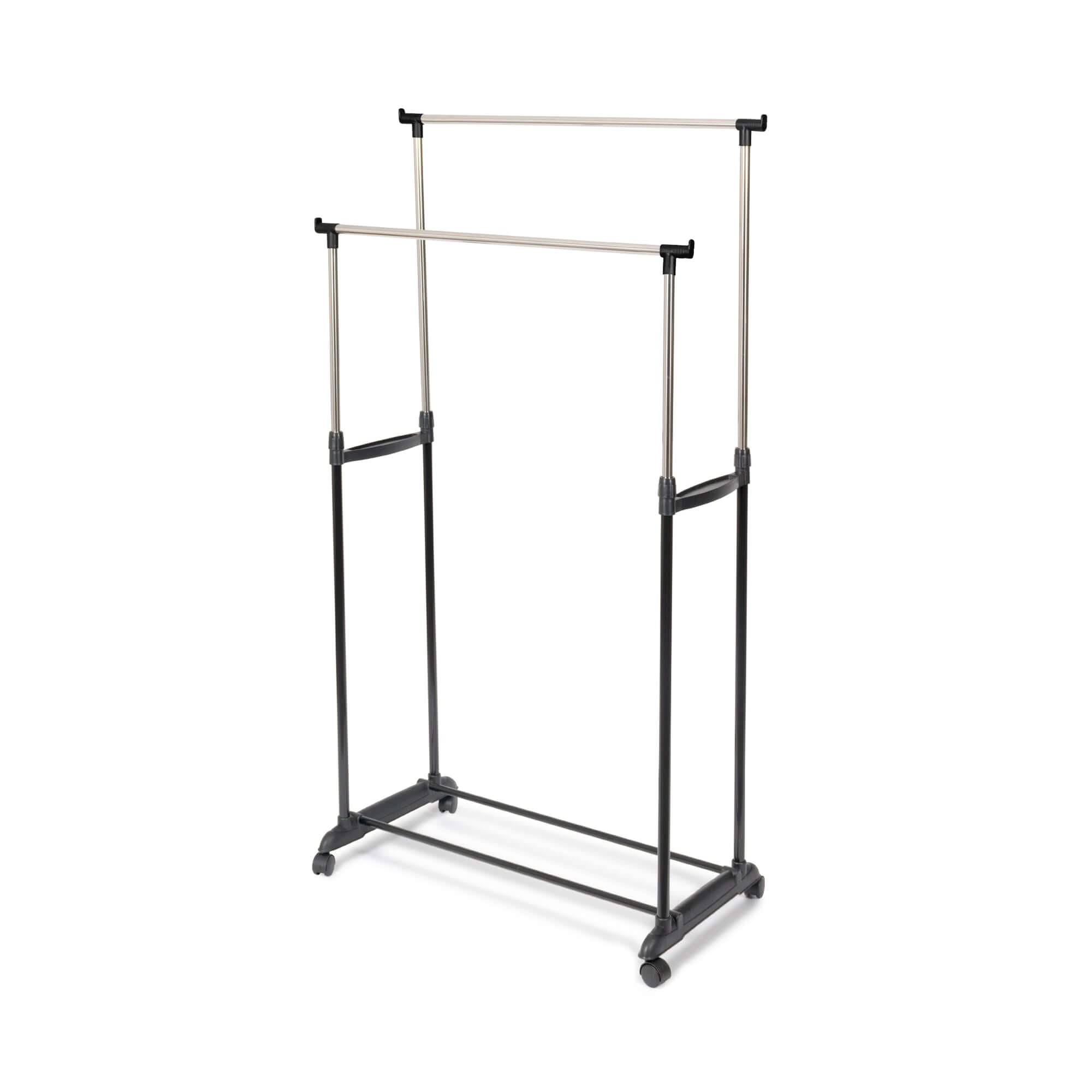 compactor-zeph-portant-v-tements-double-sur-roulettes-noir-et-chrome image 1