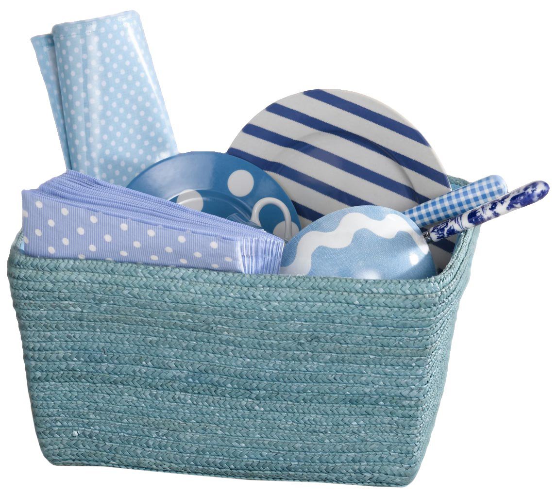 compactor-rangement-cie-ran3504-panier-bali-feuilles-de-paille-turquoise-32x17x2 image 1