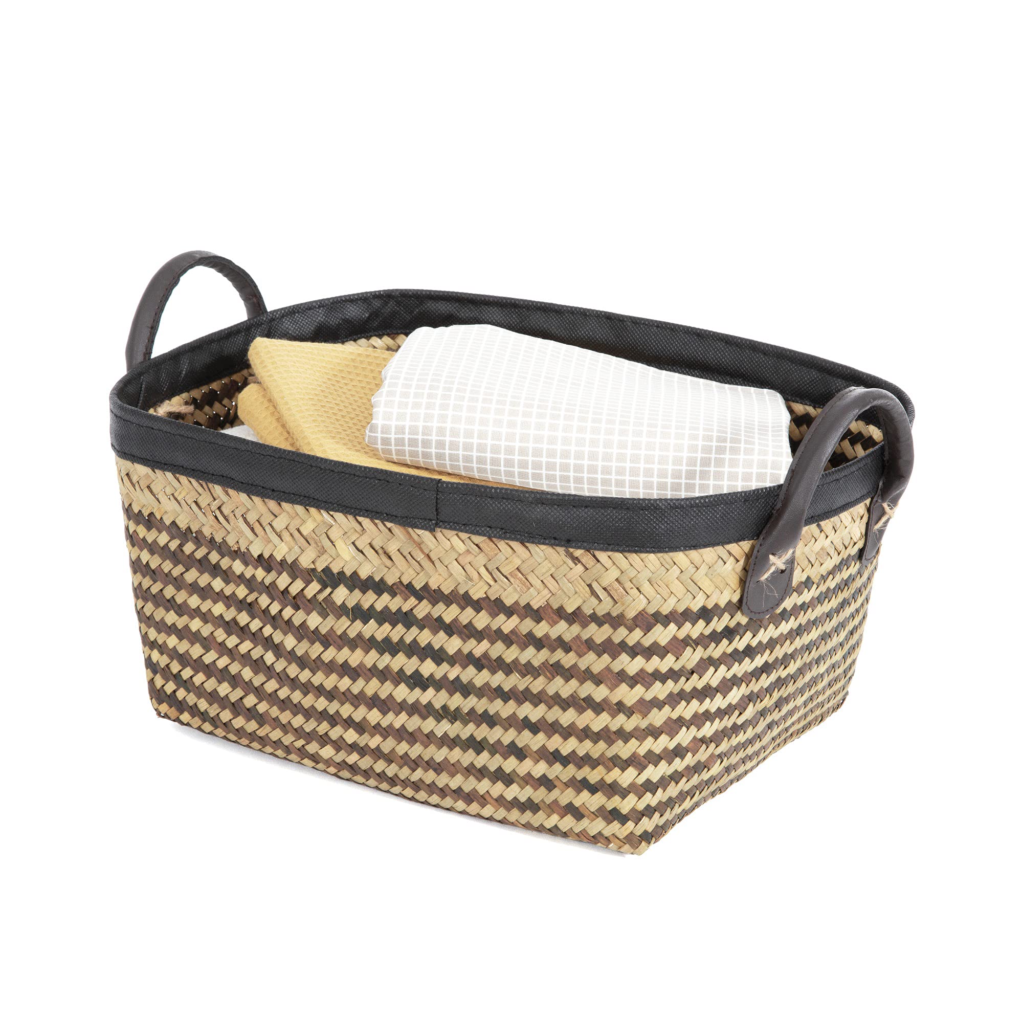 compactor-padang-ran6540-petit-panier-jonc-tress-brun-et-noir-28-x-23-x-15-5-cm image 4