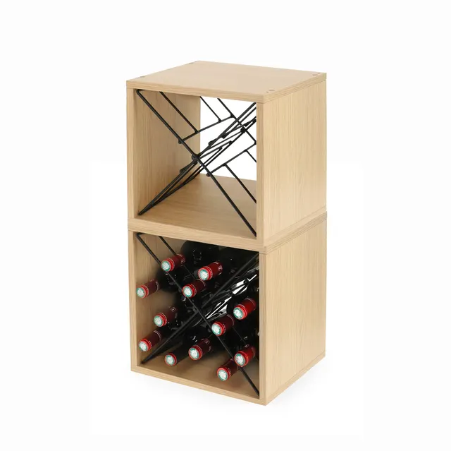 compactor-macon-lot-de-2-range-bouteilles-bois-et-m-tal-24-bouteilles image 1