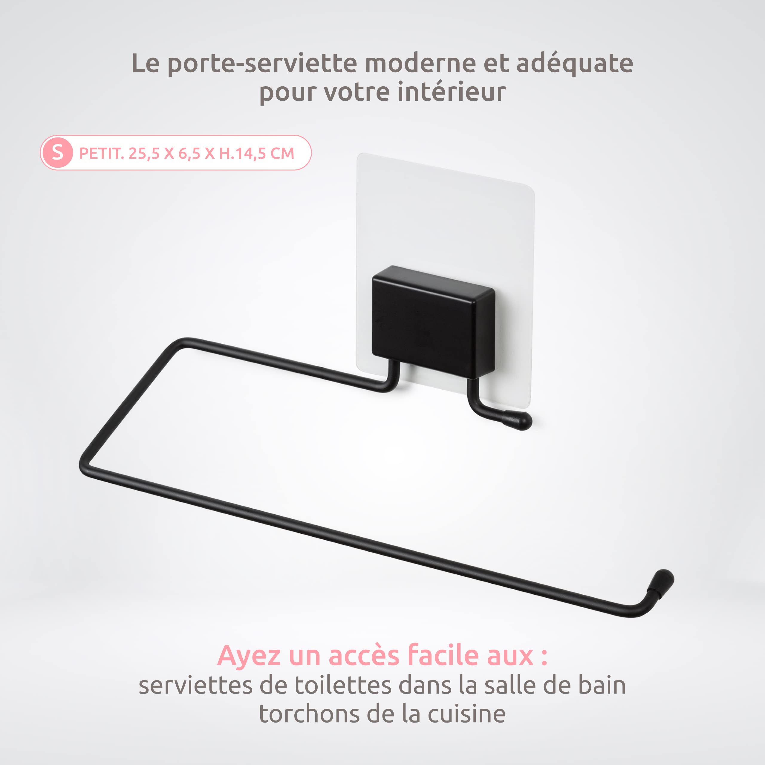 compactor-bestlock-magic-black-porte-serviette-adh-sif-noir-mat-25-5-x-6-5-x-h-1 image 4