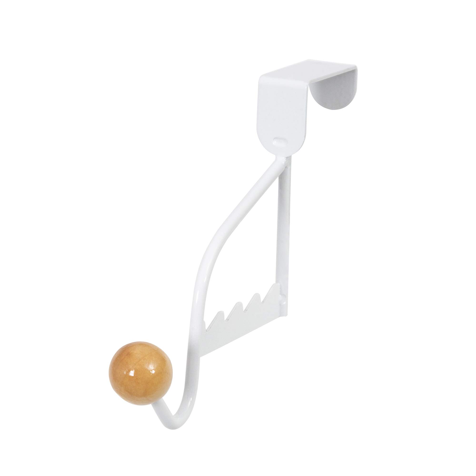 compactor-sigma-crochet-simple-de-porte-acier-blanc-boule-bois-naturel image 1