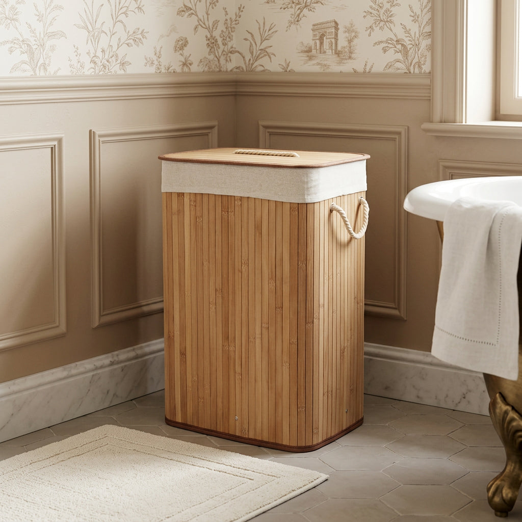 compactor-bambou-panier-linge-rectangulaire-40x30x60-cm image 1