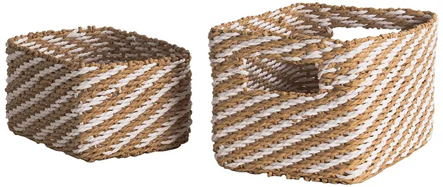compactor-lisou-lot-de-2-paniers-papier-tress-beige-blanc image 1