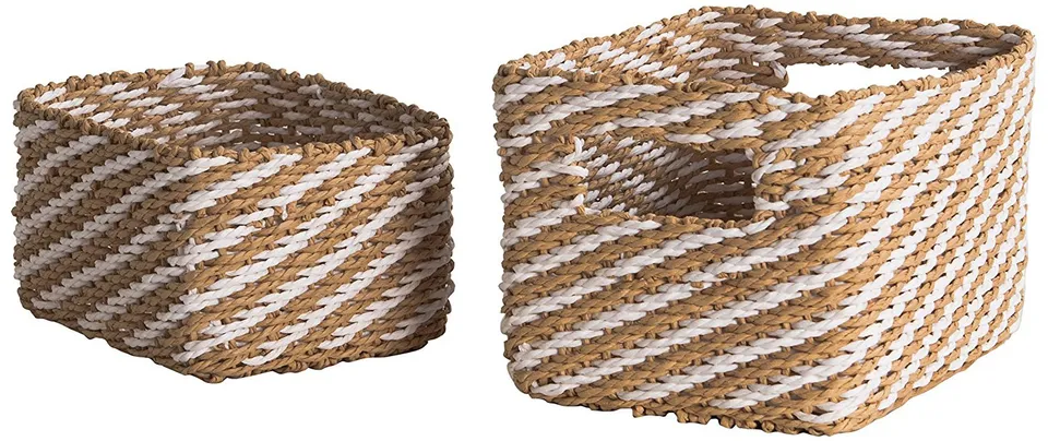 compactor-lisou-lot-de-2-paniers-papier-tress-beige-blanc image 1