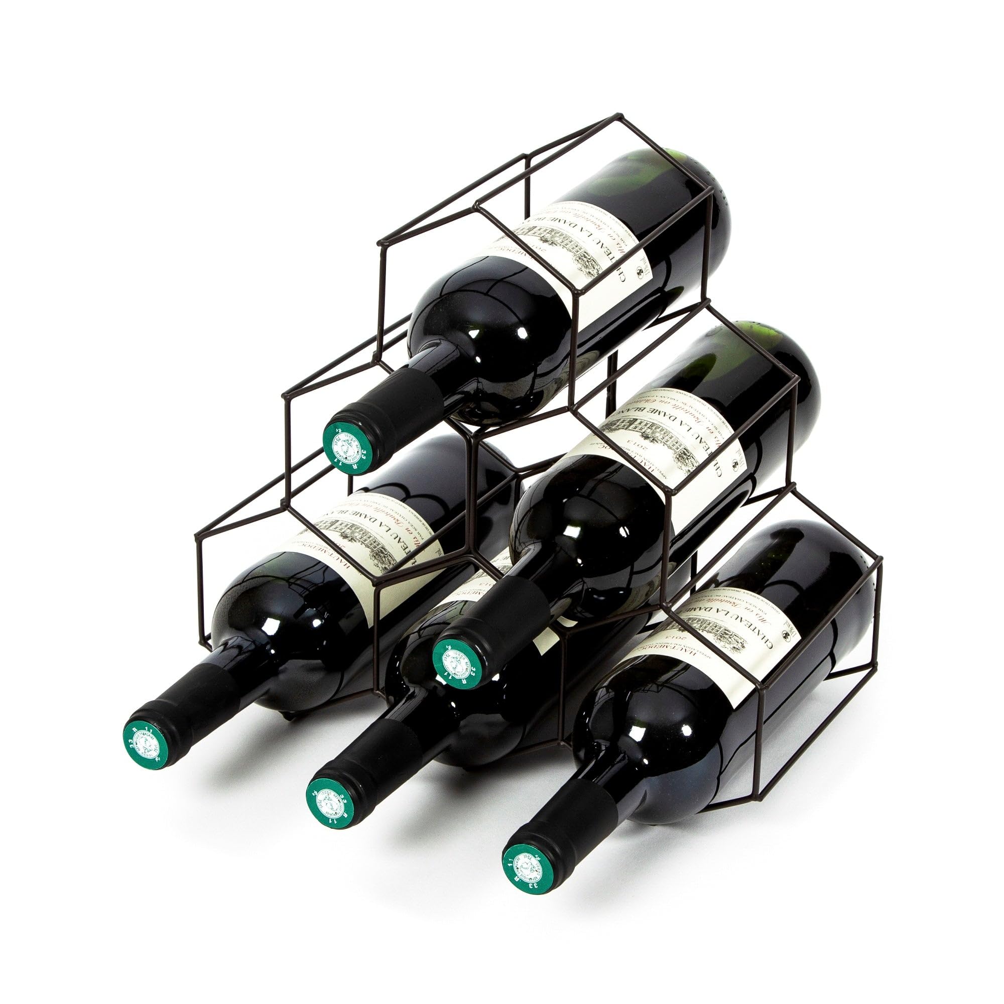 compactor-hexa-range-bouteilles-m-tal-bronze-mat-6-bouteilles-28x28-cm image 3
