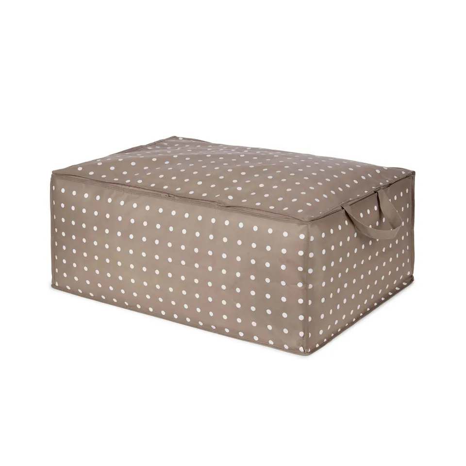 compactor-rivoli-housse-de-rangement-pour-couette-2-personnes-taupe-pois image 1