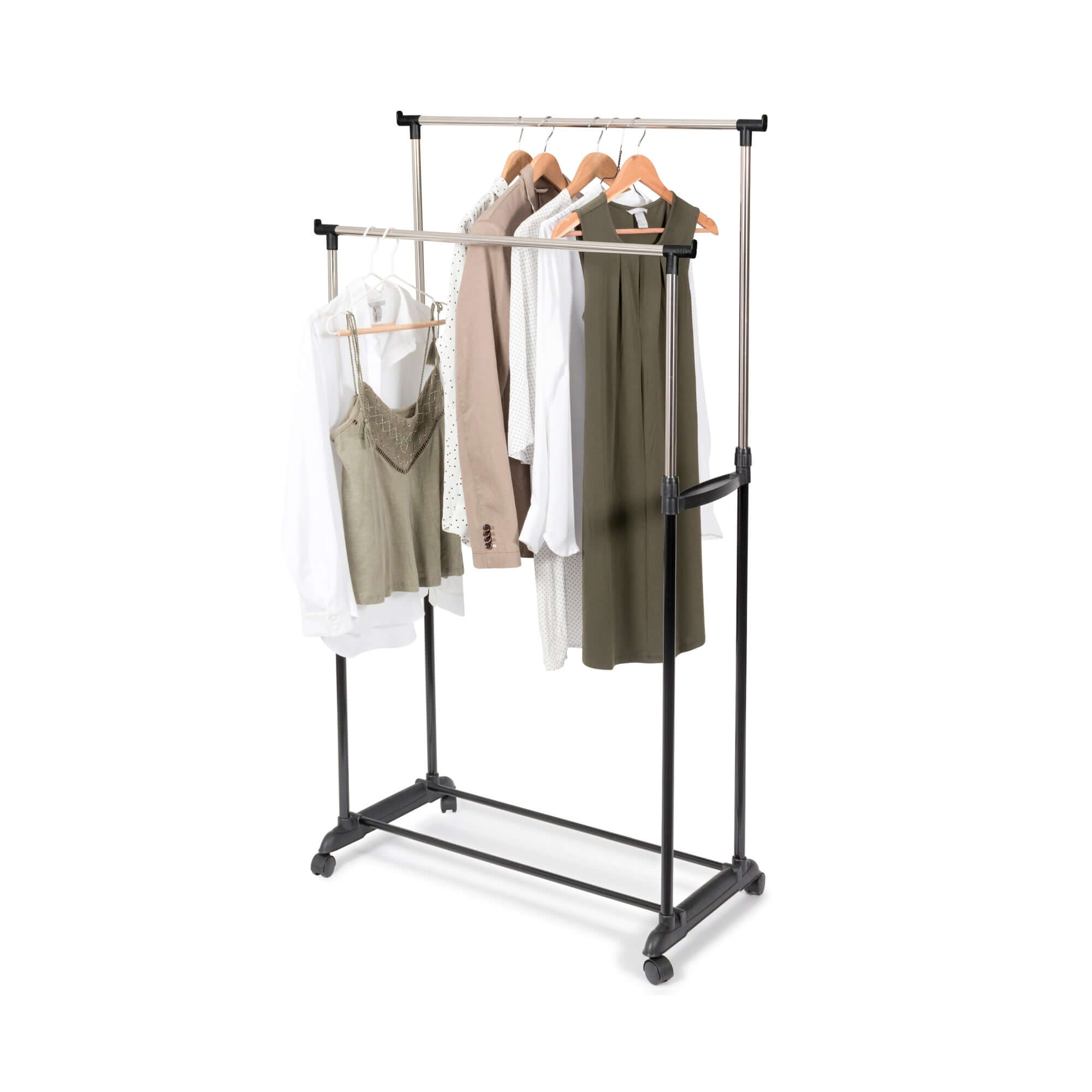 compactor-zeph-portant-v-tements-double-sur-roulettes-noir-et-chrome image 4