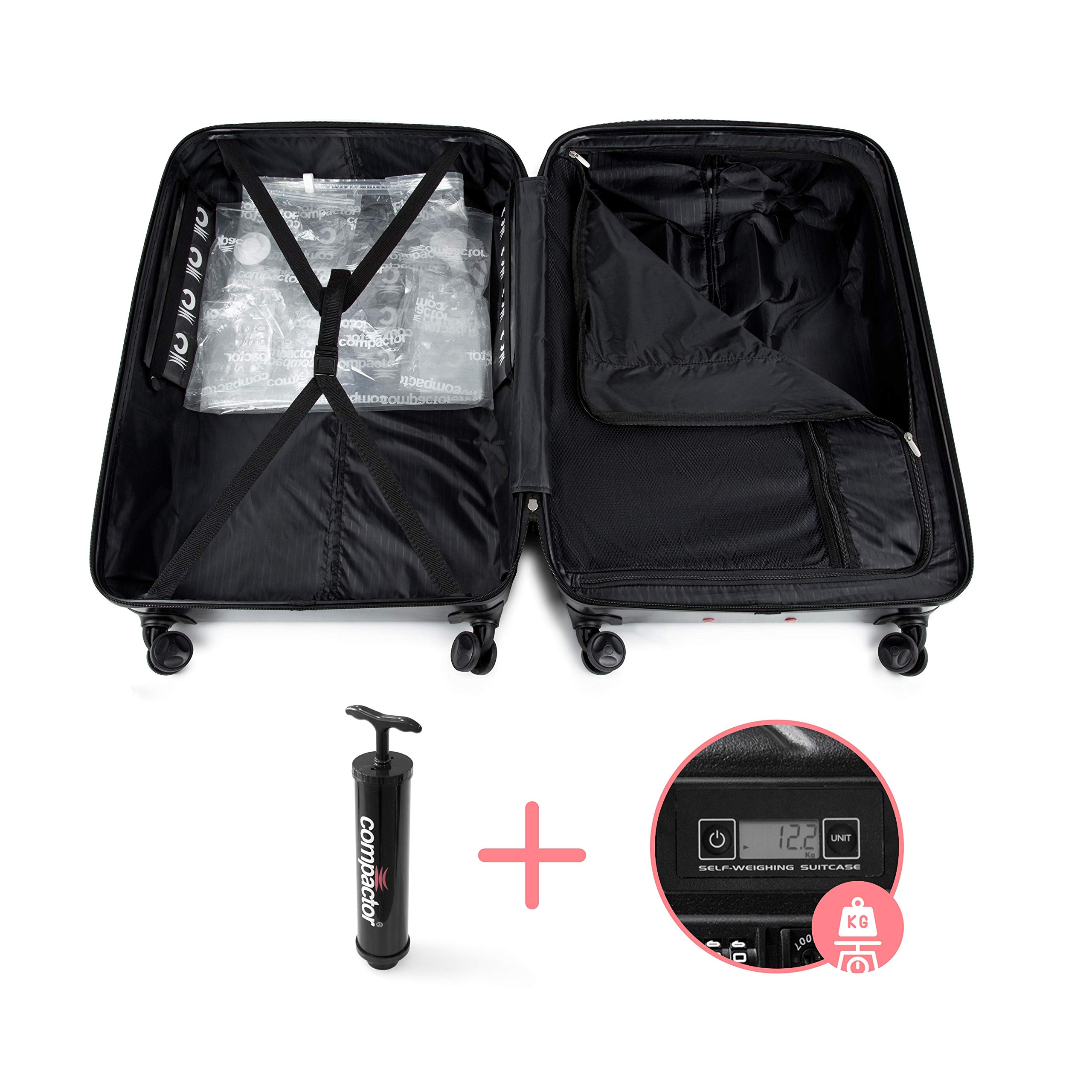 compactor-luna-valise-hybride-xl-80-cm-argent-noir-avec-compression-pompe-et-bal image 3