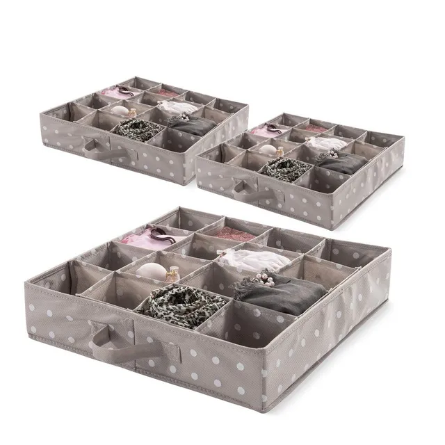 compactor-rivoli-ensemble-de-3-organisateurs-de-tiroirs-16-compartiments-brun-bl image 1