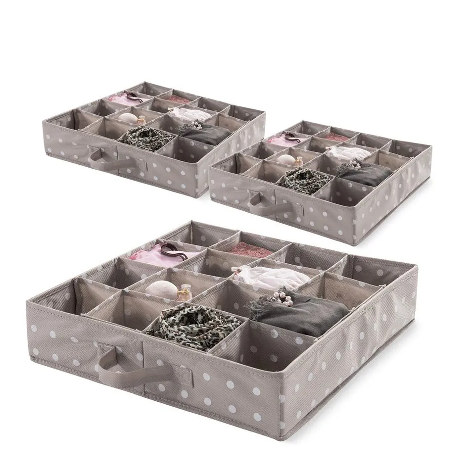 compactor-rivoli-ensemble-de-3-organisateurs-de-tiroirs-16-compartiments-brun-bl image 1