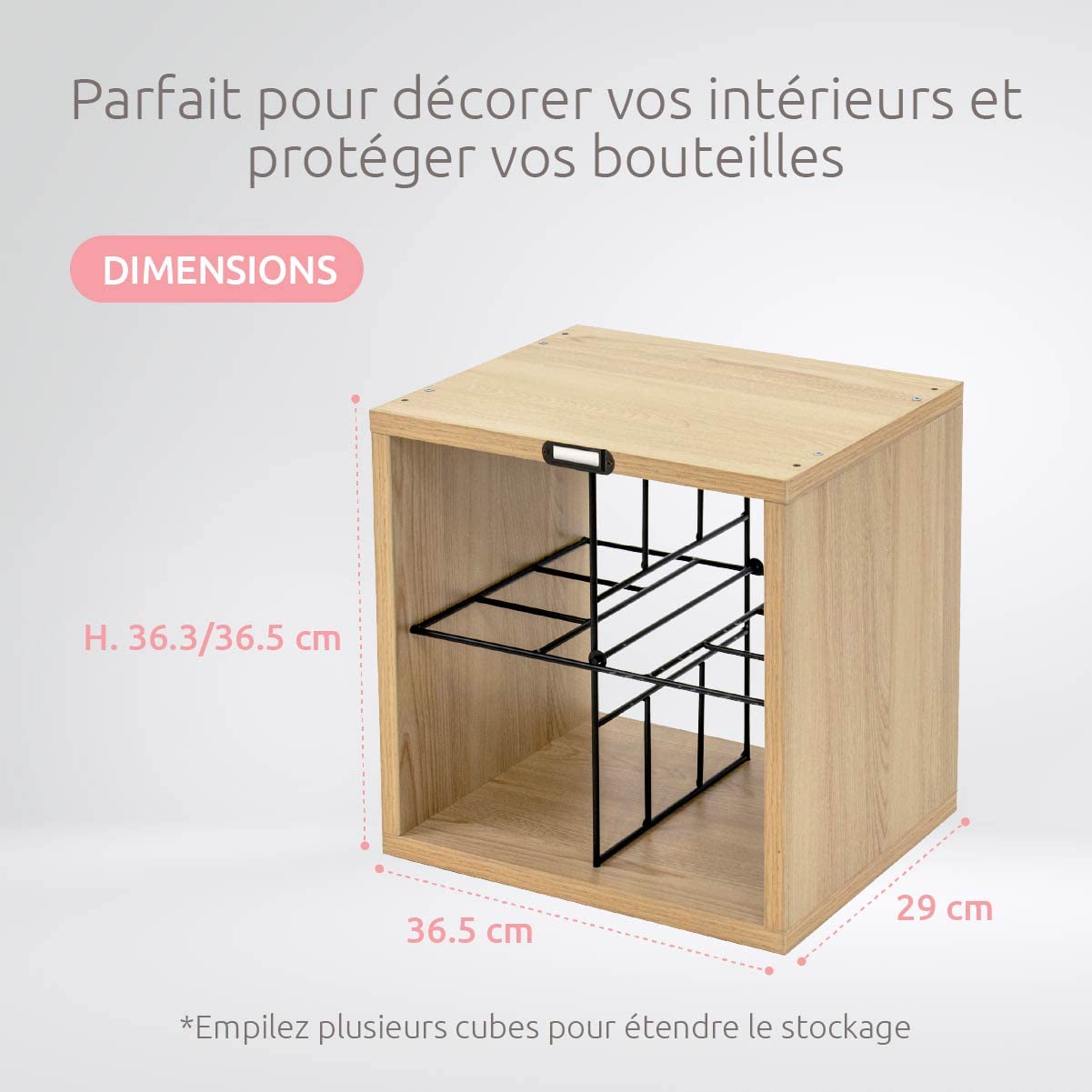 compactor-rh-ne-casier-vin-cube-16-bouteilles-marron-noir-36x30x36-5-cm image 5