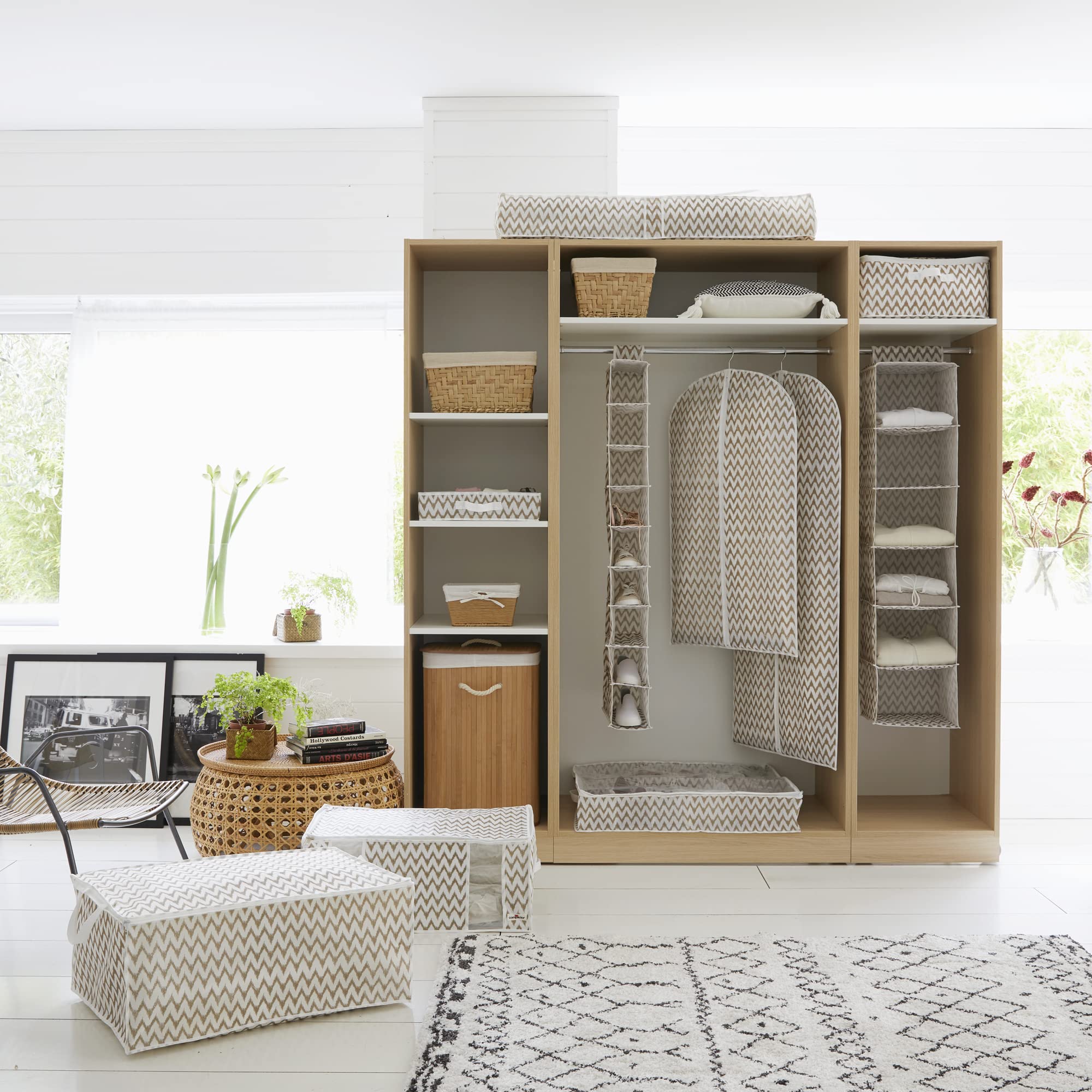 compactor-home-ran7520-housse-zipp-e-polypropyl-ne-blanc-beige-46-x-46-x-20-5-cm image 2