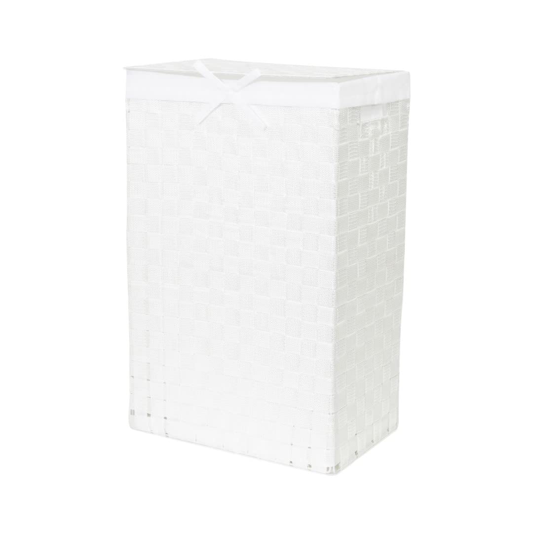 compactor-panier-linge-rectangulaire-avec-couvercle-blanc-25x38x60-cm image 1