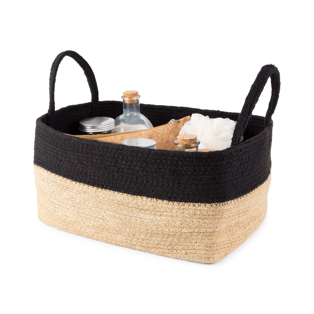 compactor-panier-de-rangement-en-jute-magura-taille-l-34-x-23-x-18-cm-brun-noir image 2